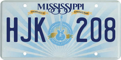 MS license plate HJK208