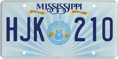 MS license plate HJK210