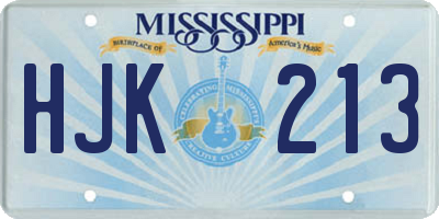MS license plate HJK213