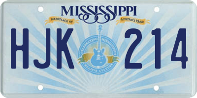 MS license plate HJK214