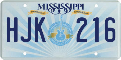 MS license plate HJK216