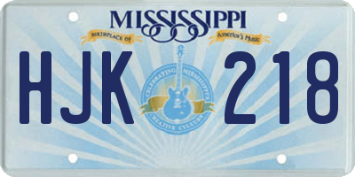 MS license plate HJK218