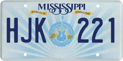 MS license plate HJK221
