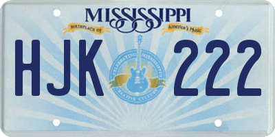 MS license plate HJK222