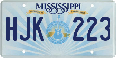 MS license plate HJK223