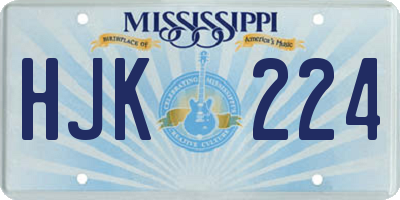 MS license plate HJK224