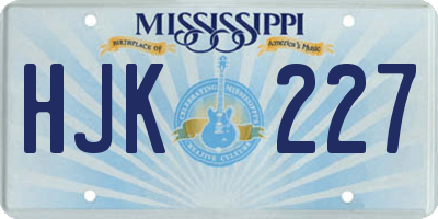 MS license plate HJK227