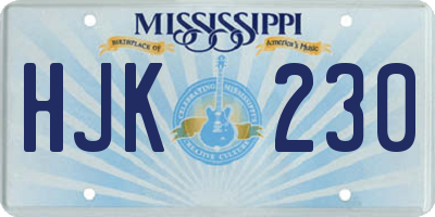 MS license plate HJK230