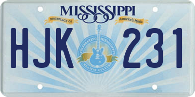 MS license plate HJK231