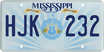 MS license plate HJK232
