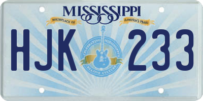 MS license plate HJK233