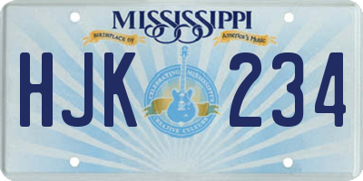 MS license plate HJK234