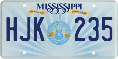MS license plate HJK235