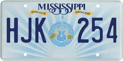 MS license plate HJK254