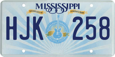 MS license plate HJK258