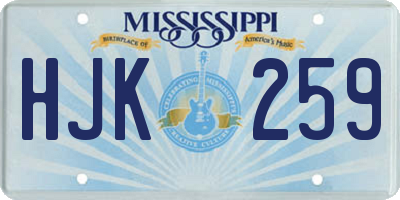 MS license plate HJK259