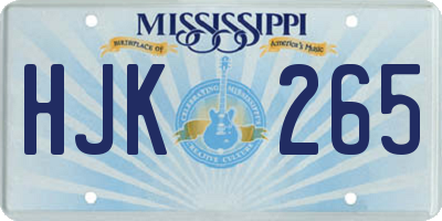 MS license plate HJK265