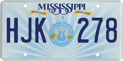 MS license plate HJK278