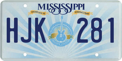 MS license plate HJK281