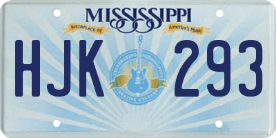 MS license plate HJK293