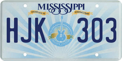 MS license plate HJK303