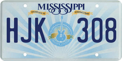 MS license plate HJK308