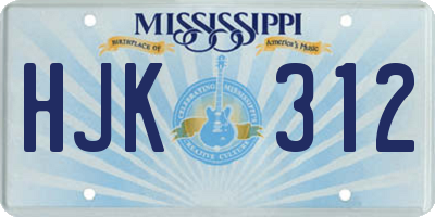 MS license plate HJK312