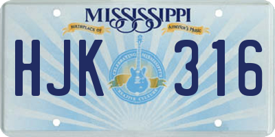 MS license plate HJK316
