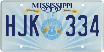 MS license plate HJK334
