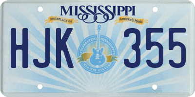 MS license plate HJK355