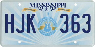 MS license plate HJK363