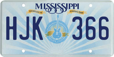 MS license plate HJK366