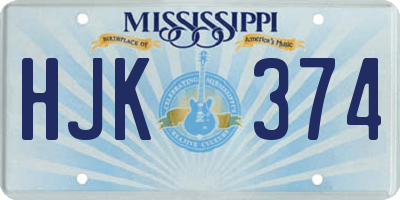 MS license plate HJK374