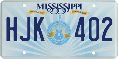 MS license plate HJK402