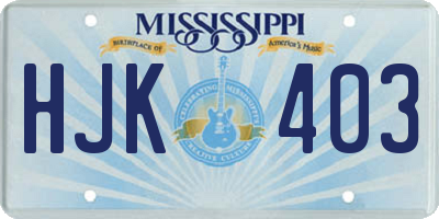 MS license plate HJK403