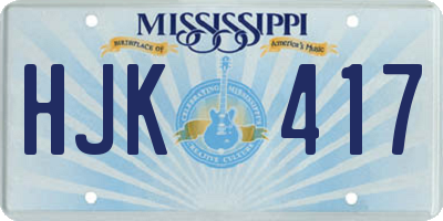 MS license plate HJK417
