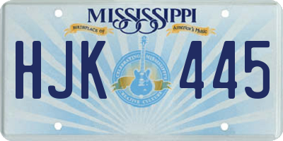 MS license plate HJK445