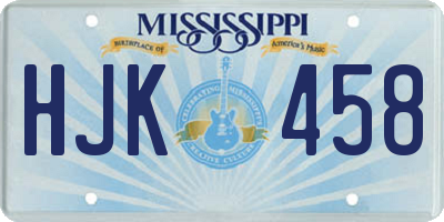 MS license plate HJK458