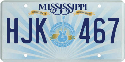 MS license plate HJK467
