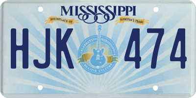 MS license plate HJK474