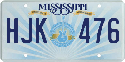 MS license plate HJK476
