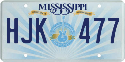 MS license plate HJK477
