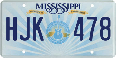 MS license plate HJK478