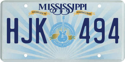 MS license plate HJK494