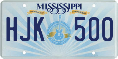 MS license plate HJK500