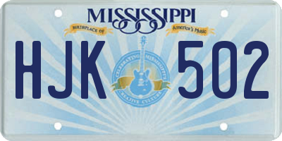 MS license plate HJK502