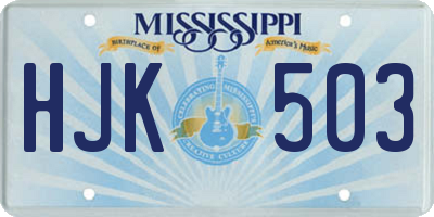 MS license plate HJK503