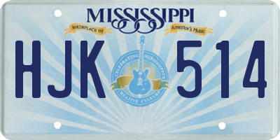 MS license plate HJK514