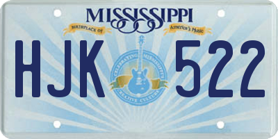 MS license plate HJK522