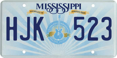 MS license plate HJK523
